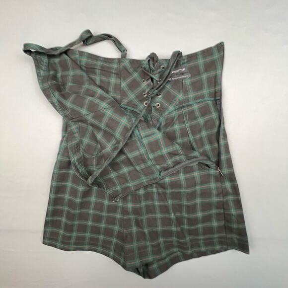 Urban Outfitters Plaid Romper Green Black Medium Tartan Grunge Clueless - Picture 3 of 6